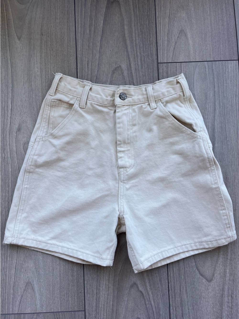John Galt Off White Denim Shorts